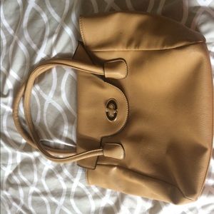 beige leather hand bag